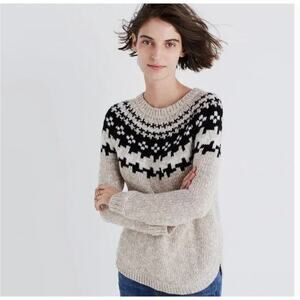 Madewell Black and Cream Patterned Sweater